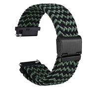WOCCI 18mm Tejido Nylon Correa Reloj para Hombre y Mujer, Ajustable Hebilla Negra (Verde Negro)