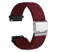 WOCCI 18mm Tejido Nylon Correa Reloj para Hombre y Mujer, Ajustable Hebilla Plateada (Rojo Negro)