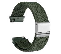 WOCCI 18mm Tejido Nylon Correa Reloj para Hombre y Mujer, Ajustable Hebilla Plateada (Verde Caqui)