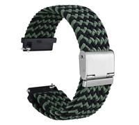 WOCCI 18mm Tejido Nylon Correa Reloj para Hombre y Mujer, Ajustable Hebilla Plateada (Verde Negro)