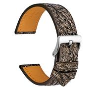 WOCCI 20mm Chevre Correa Reloj para Hombre, Piel de Cabra Francesa, Hebilla Plateada Cepillada (Marrón Arena)