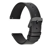 WOCCI 20mm Fina y Plana Correa de Piel para Reloj Inteligente con Hebilla Negra (Negro)