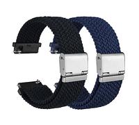 WOCCI 20mm Tejido Nylon Correa Reloj para Hombre y Mujer, 2 Piezas Bandas de Repuesto (Negro+Azul)