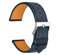 WOCCI 22mm Chevre Correa Reloj para Hombre, Piel de Cabra Francesa, Hebilla Plateada Cepillada (Azul Real)