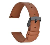 WOCCI 22mm Fina y Plana Correa de Piel para Reloj Inteligente con Hebilla Negra (Marrón)