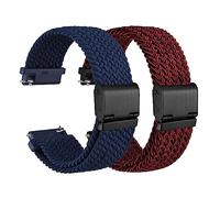 WOCCI 22mm Tejido Nylon Correa Reloj para Hombre y Mujer, 2 Piezas Bandas de Repuesto (Blue+Rojo Negro)