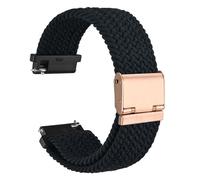 WOCCI 22mm Tejido Nylon Correa Reloj para Hombre y Mujer, Ajustable Hebilla Oro Rosa (Negro)