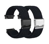 WOCCI 24mm Tejido Nylon Correa Reloj para Hombre y Mujer, 2 Piezas Bandas de Repuesto (Negro+Negro)