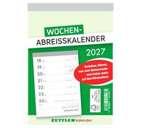Wochenabreißkalender 2027: Abreißkalender 11 x 15 cm, 1 Woche pro Seite mit Sudoku, Rezepten, Rätseln & Tipps auf den Rückseiten