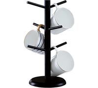 Wociud Dorhors Soporte para tazas con 6 ganchos, de madera para mostrador, accesorios y decoración, color negro
