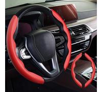 WOCOCN Funda para Volante, Funda de Fibra de Carbono para Volante de Coche con Forro Antideslizante, Ajuste Universal para la mayoría de Accesorios Interiores de Coche (Rojo)