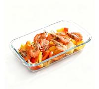wocpvm 2.2 L Fuente de cristal para lasaña con mango resistente a la temperatura y forma rectangular de cristal, ideal para desayunar, pescado a la parrilla y ensaladas, 34,5 x 20,4 x 5,2 cm