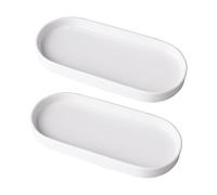 wocpvm 2 bandejas de baño decorativas blancas ovaladas de 20 x 9 x 1,8 cm, cerámica de, diseño ovalado, multifuncional, fácil limpieza