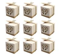 wocpvm 25pcs Arbol de Vida Cajas caja regalo pequeña Corazón Bautismo Fiesta Caja con cuerda de yute para Fiestas de Boda, Banquetes Souvenirs, Decoraciones de Regalo 5x5x5cm
