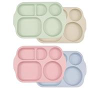 wocpvm 4 Pieza Plato Dividido con 5 Compartimentos,Varios Compartimentos Adulto, Reutilizable, Ligero, Apto para Microondas y Lavavajillas (Verde/Rosa/Beis/Azul)