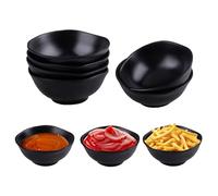 wocpvm 6 piezas Pequeño Bol de Sopa Bol Desayuno Infantil Bols de Cereales Plástico Reutilizable Bols Aperitivo para la Sopa, el Arroz, la Salsa para Mojar (Negro)