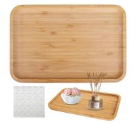 Wocpvm Bandeja de Bambú Pequeña Cuadrada para Baño - 30 x 20 cm - Decorativa y Alargada para el Hogar, Hotel, Restaurante