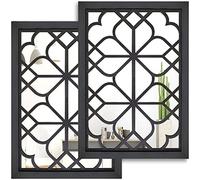 Wocred Juego de 2 Espejos rectangulares de Pared, Hermoso Espejo rústico de Granja, Espejo de Entrada Negro para renovación de baño, dormitorios, Salas de Estar y Mucho más (11 x 15 Pulgadas)