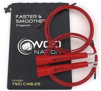 WOD Nation Cuerda para saltar de velocidad - Cuerdas para saltar increíblemente rápidas - Entrenamiento de resistencia para Crossfit, Boxeo, MMA, Artes marciales o simplemente mantenerse en forma-Rojo
