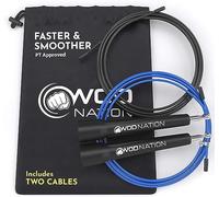 WOD Nation Cuerda para saltar de velocidad-Cuerdas para saltar increíblemente rápidas -Entrenamiento de resistencia para Crossfit, Boxeo, MMA, Artes marciales o simplemente mantenerse en forma - Negro