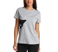 wodceeke Camiseta de verano para mujer, cuello redondo, con estampado de gato, casual, holgada, blusa, Gris, S
