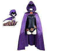 WODEJIAOBAO Teen Titans - Disfraz de cuervo para mujer, capa de lujo, mameluco de Halloween para cosplay (morado), Morado (, S