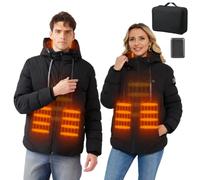 Wodesid Chaqueta Calefactable con Batería 10000mAh y Capucha para Hombre Mujer, Chaqueta Calefactable de 3 Niveles de Calefacción, Chaqueta Termica para Al aire libre Esquí Trabajo