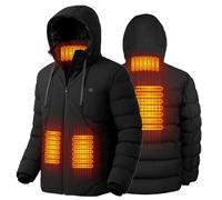 Wodesid Chaqueta Calefactable con Capucha para Hombre y Mujer, Abrigo Térmico con Batería 10000mAh, 3 Niveles de Calor, Impermeable, para Esquí, Motocicleta, Caza y Actividades de Invierno