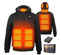 Wodesid Sudadera con Capucha Hombre Mujer Chaqueta Calefactable con Bateria 16000mAH, Chaqueta Abrigo calefactable con 3 niveles de calefacción con 6 Zonas