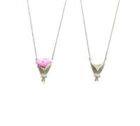 Wodesitiy 2 piezas collar con jarrón de flores, mini jarrón, collar para mujer, colgante de ramo de flores, colgante portátil para manualidades, para niñas, mujeres, madres, cumpleaños,