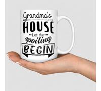 Wodevor Grandma's House - Taza de café y té divertida de 15 onzas, regalo para mamá de hija, hijo, niños, cerámica, color blanco