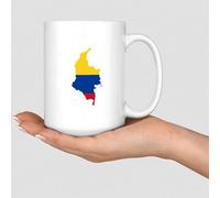 Wodevor Taza Colombia de 15 onzas, diseño de mapa del estado, taza de café divertida, regalo de cumpleaños para padres, mamá, papá, cerámica, color blanco