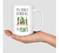 Wodevor Yes I Really Do Need All These Plants - Taza de 425.2 g, diseño de cactus suculentos, regalo de cactus y cactus para papá, mamá, amigo, cerámica, color blanco