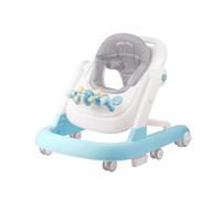 WODFARR Andador de Bebé Musical 2 en 1, Ajuste de la Altura, Bandeja de Actividades Desmontable, Andador Bebé Fácilmente Plegable, De 6 a 18 meses, Velocidad de la Rueda Trasera Ajustable (Azul