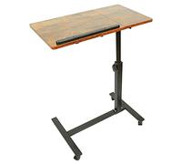 WODFARR Mesa auxiliar ligera, cama médica, escritorio de ordenador, escritorio de juegos, sofá para ordenador portátil, altura plegable con 4 ruedas, elevable, MDF+acero (cereza amarilla)