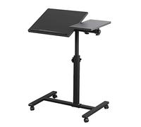 WODFARR Mesa auxiliar ligera, de cama médica, escritorio de ordenador, escritorio de juegos, sofá para ordenador portátil, altura plegable con 4 ruedas, elevable, MDF+acero (negro)