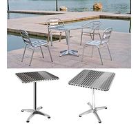 WODFARR Mesa baja cuadrada/redonda de aluminio para exterior, mesa de bar bistro plegable, diámetro 60 cm, altura ajustable, 70 cm, 2 en 1 de aluminio, mango de acero inoxidable (cuadrado)