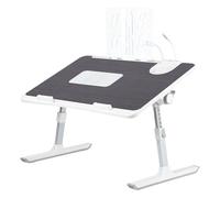 WODFARR - Mesa de cama para ordenador portátil, soporte ajustable en altura y ángulo, bandeja de cama con cajón y puertos USB, ventilación, plegable, reclinable, 60 x 40 x 40 cm (negro, XL)