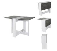 WODFARR Mesa de comedor, mesa auxiliar plegable, mesa cuadrada, mesa de comedor, mesa de cocina, tablero de partículas de melamina, 103 x 76 x 73,4 cm (blanco + color hormigón)