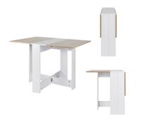 WODFARR Mesa de comedor, mesa auxiliar plegable, mesa cuadrada, mesa de comedor, mesa de cocina, tablero de partículas de melamina, 103 x 76 x 73,4 cm (blanco + roble)