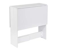 WODFARR Mesa plegable con mariposas, mesa bar con almacenamiento, con 2 hojas caídas, panel de partículas muy práctico, 103 x 76 x 73,4 cm, color blanco