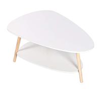 WODFARR Mesas bajas ovaladas, mesa de salón con estantería, mesa auxiliar de madera, bandeja de blanco, 90 x 60 x 40 cm, ovalada, blanco