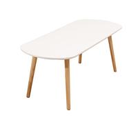 WODFARR Mesas bajas ovaladas, mesa de salón con estantería, mesa auxiliar de madera, bandeja de blanco, 110 x 50 x 45 cm, color blanco