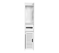 WODFARR - Mueble de almacenamiento para inodoro, estante de almacenamiento blanco para cuarto de baño, armario y muebles de cuarto de baño, soporte para papeles de aseo, 20 x 20 x 80 cm