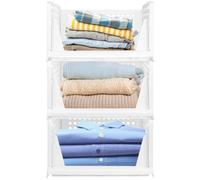 WODFARR Organizador de armario plegable, cajas de almacenamiento apilables, organizador de armario, cesta de almacenamiento de cajones de plástico, organizador de armario 33,5 x 43 x 54,5 cm