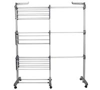 WODFARR - Secador de ropa, torre de secado, tendedero vertical de 4 niveles, tendedero plegable alas laterales, uso interior y exterior, 75-142,5 x 64 x 170 cm (gris)