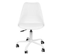 WODFARR - Silla de oficina con diseño de asiento acolchado de 5 ruedas, silla giratoria de 360 ° y ajustable en altura, respaldo de plástico PP + cojín de poliuretano, polipropileno de imitación de