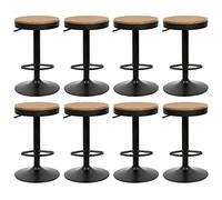 WODFARR - Taburetes de bar, sillas de comedor, juego de 8, taburetes de encimera de altura ajustable para encimera de cocina, madera maciza, metal, vintage industrial (negro-8pcs)