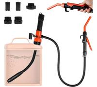 WODHMIEY Bomba eléctrica de aceite y líquido con parada automática, 9 l/min, manguera flexible de admisión y salida, 3 adaptadores para gasolina, aceite combustible, agua, acuario, bidón de 10 - 25 L