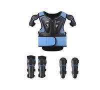 WODHMIEY Conjunto de Protección para Niños Conjunto de Protectores Motocross Bicicleta de Montaña Armadura de Pecho con Codo de Rodilla Ajustable Amortiguador Transpirable para Bicicleta (Blue)